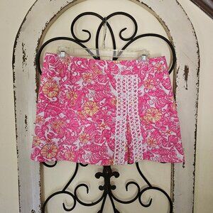 Lilly Pulitzer Womens Jarvey Skort Chum Bucket  Pink Lined Side Slit Golf Resort